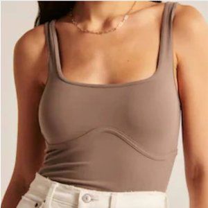 Abercrombie & Fitch Seamless Fabric Corset Squareneck Tank in Brown XS | NWT